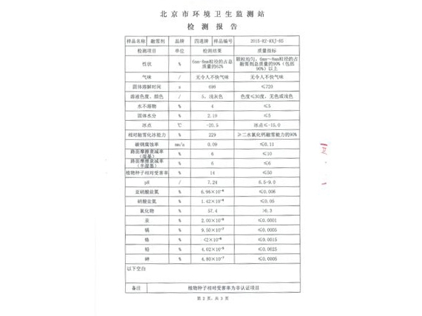 融雪劑檢測報告